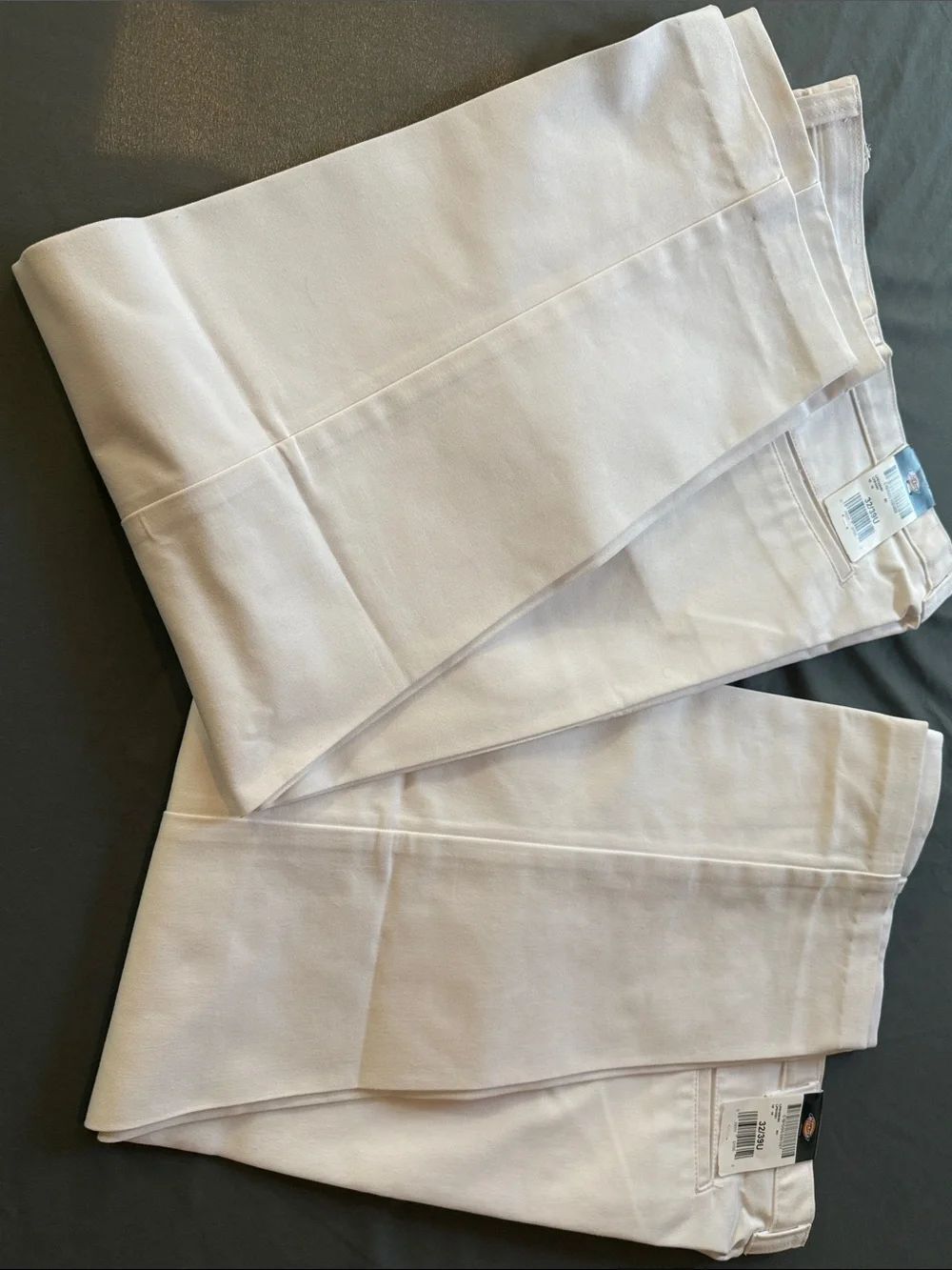 Dickies White Chinos Painter Pants 2 Pair 32 W X 30 1/2 Hemmed Leg Poly Cotton